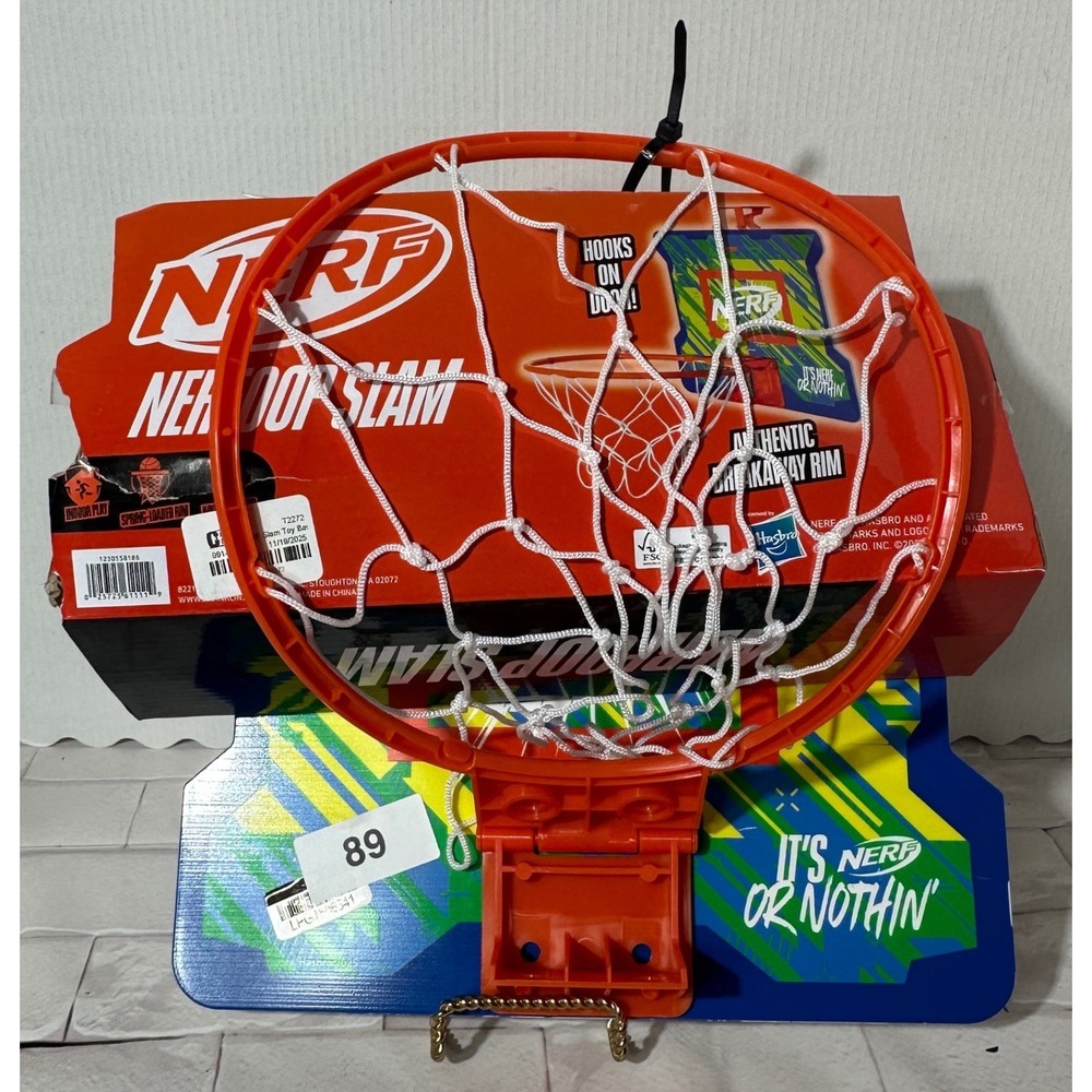 Nerf Nerfoop Slam Indoor Basketball Hoop Set Over‎ The Door Orange Breakaway Rim